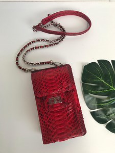 Red Python Leather Wallet Phone Clutch: Handmade Snakeskin Wallet - Etsy