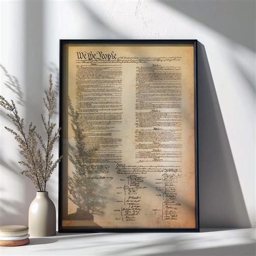 US Constitution Wall Art | We the People Print | Historical Document Poster | Patriotic American Decor | Founding Fathers Gift - Etsy