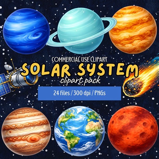 Solar System Clipart Bundle | Watercolor Space Clipart | Planets PNG | Astronomy Clipart | Space Elements | Digital Download - Etsy