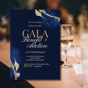 Gala Night Benefit Auction Navy Blue and Gold Business Invitation Corporate Gala Dinner Invite Elegant Business Anniversary Gala Invite - Etsy