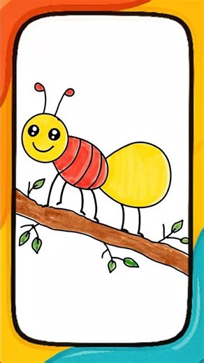 Only 3 Circles = Cute Ant! 🐜#kidsdrawing #easydrawing #kids #howtodraw #kidsvideo