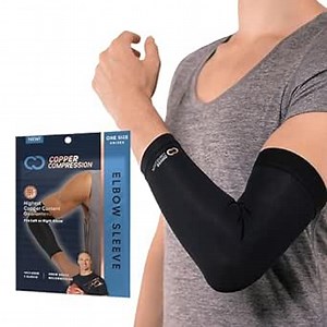 Copper Compression Elbow Sleeve - Copper Infused Orthopedic Brace for Golf Elbow, Bursitis & More - Fits Men & Women -1 Sleeve- Original/Black - 2XL