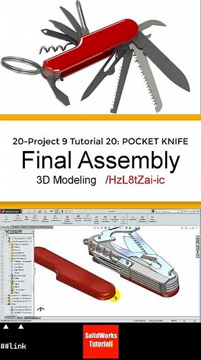 20- 3D Draft | Pocket Knife |:Final Assembly #3d #solidworks #tutorial #cad #drawing #engineering