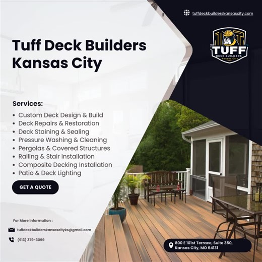 Throwing new boards on a failing frame does not fix structural problems. Tuff Deck Builders Kansas City checks posts, beams, and connections to decide if repair, reinforcement, or full replacement is the safest move. A solid decision now can prevent future failures and unexpected costs. Learn what to look for before your next deck project at tuffdeckbuilderskansascity.com.