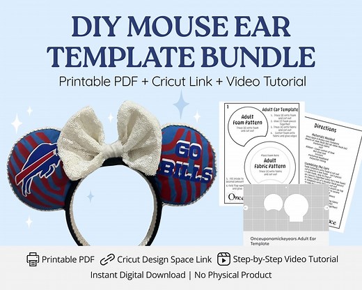 DIY Mouse Ears PDF Template: No Sew | Cricut Link | Video Tutorial | Adult & Junior Sizes - Etsy