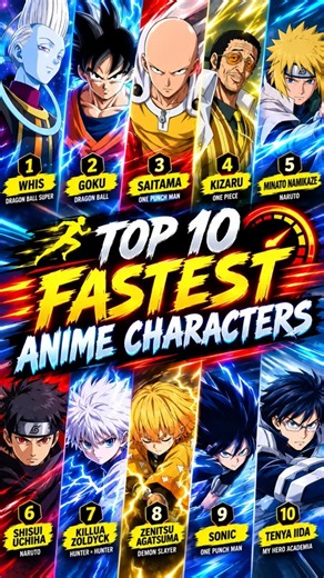 TOP 10 FASTEST ANIME CHARACTERS ⚡🔥 | Who Is The Fastest? #top10 #viralreels