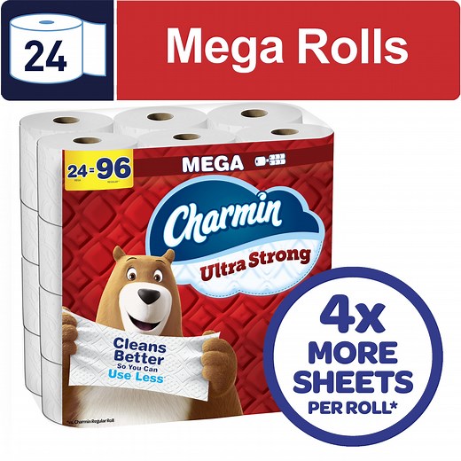 Charmin Ultra Strong Toilet Paper 24 Mega Rolls, 220 Sheets Per Roll
