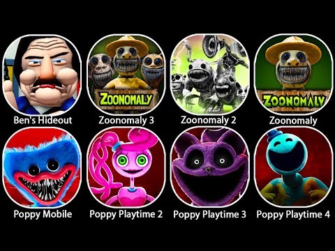 Zoonomaly 1 2 3 Gameplay,Poppy Playtime Chapter 1 2 3 4 Mobile,Ben's Hideout Escape,Zoochosis Mobile