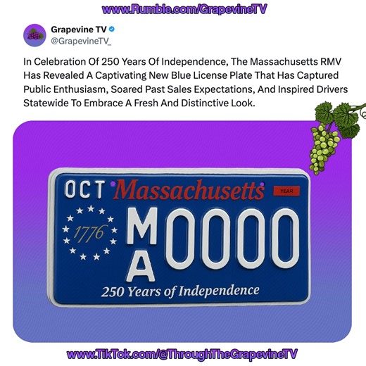 Specialty license plates have long been a fixture on Massachusetts roads, but the newest design—created to mark the state’s 250th anniversary of independence—has taken off at an unprecedented pace. In just a few months, more than 29,000 drivers have purchased and registered the striking blue plate, breaking records for specialty plate sales. “For context, our most popular specialty plate right now is the ‘Cape and Islands’ plate, which has about 32,000 to 33,000 in circulation,” explained Collee