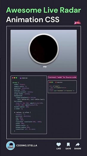 html and css JavaScript Awesome live radar animation css ⚡
