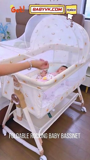 Foldable Rocking Baby Bassinet: Easy Soothing, Space-Saving & With Mosquito Net #BabyCare #Bassinet