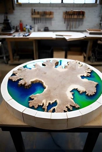 Nature's Neural Network: The "Tree of Life" Ocean Table (ASMR)#epoxyresin#satisfying#woodworking
