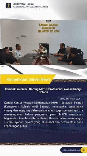 Kemenkum Sulsel Dorong MPDN Profesional Awasi Kinerja Notaris
