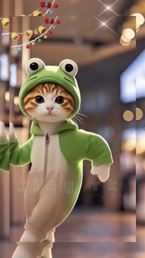 Cute Dancing Cat 🐱💃 | Frog Hoodie Cat Dance | Adorable 3D Animation Shorts