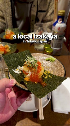 Ohayo hommas! Locals know the spots in Tokyo, Japan. My friend invited me to grab food in Ebisu, and this spot has been on my radar for a while. The first time we failed because we didn't make a reservation, so after learning, we finally secured a table. Ojinjo is a local Izakaya in Ebisu that serves cozy Izakaya food with a creative touch. Curry potato salad, Shungiku eggroll with prosciutto, soufflé-style egg with sesame seed sauce, and lemon sours. Each dish was tasty and paired well with its