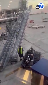 35K views · 372 reactions | American Airlines is reviewing a viral video that shows a baggage handler releasing a passenger's wheelchair to slide down a jet bridge chute, where it crashed into a metal barrier, flipped over and tumbled onto an airport tarmac. https://abc7.la/419JKAV | ABC7 | Facebook