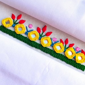 3.1M views · 32K reactions | simple easy hand embroidery border design||কামিজ/ওড়না হাতের কাজের বর্ডার ডিজাইন|| | Secret Hand Stitch | Facebook