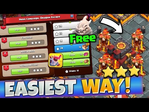 HOW TO COMPLETE DRAGON ESCAPE CHALLENGE 1-4 IN CLASH OF CLANS | 3 STAR BASE EASILY!