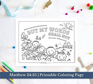 Matthew 24:35 | Bible Verse Printable Coloring Page for Kids | KJV Sunday School Scripture | PDF Digital Download Printable - Etsy