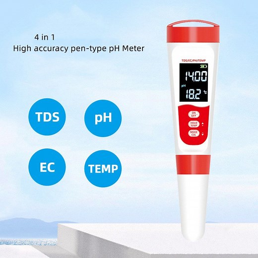 [Hot Item] Top Quality Pen-Type pH Meter 4 in 1 Water Tester Conductivity pH/TDS/Ec/Temp Meter Digital for Aquaculture