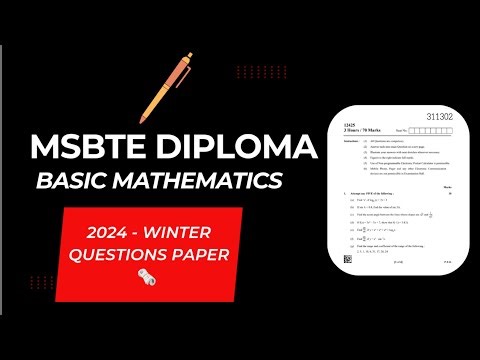 Diploma K scheme Basic Mathematics (311302) Previous year question paper #exam #msbte#diploma#bms