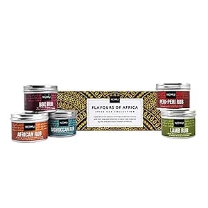 African Spice Rub Flavors Collection | Authentic BBQ Seasonings & Rubs for Smoking | Pack of 5 unique Flavors: African, BBQ, Lamb, Moroccan, Peri-Peri