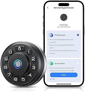 Veise Fingerprint Smart Locks, 7-in-1 Keyless Entry Door Lock, App Control, Electronic Digital Keypad，Biometric Deadbolt for Front Door, Easy Install, Auto Lock, IP54 Waterproof, Silver