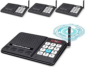 Intercoms Wireless for Home 1 Mile Long Range - GLCON 10 Channel 3 Code Wireless Intercom System for Buiness Office House Elderly - Room to Room Home Intercom Communication System (Pack of 4)