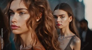 Backstage at a fashion event: Models getting ready for the runway show. Concept Fashion Event, Backstage, Models, Runway Show, Getting Ready