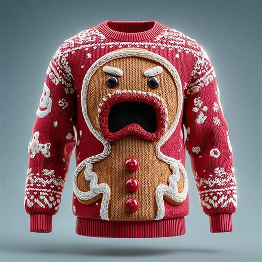 Ugly Christmas Sweater Men's Gingerbread Pullover Sweater Jumper Knitwear Crewneck Casual Vacation Daily Festival Print Keep Warm Long Sleeve Spring Fall Winter White Red Purple 2026 - $16.99