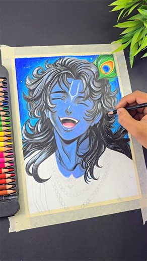 Anime Style Krishna ❤️ #shorts #krishna #krishnabhajan #littlekrishna #radhakrishna #drawing #art