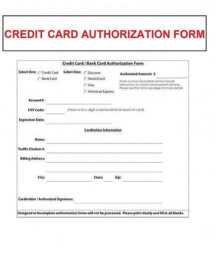 Credit Card Authorization Form - Fillable PDF Format - Etsy