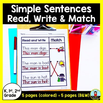 CVC Sentence Picture Match and CVC Sentence Writing