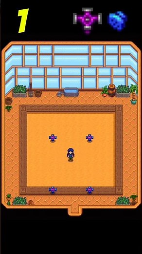 Two greenhouse layouts using iridium sprinklers with pressure nozzles in Stardew Valley