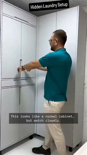 Aluminium and Glass Work on Instagram: "Laundry room… but make it invisible. 👀 This hidden washer-dryer cabinet is the ultimate space-saving upgrade for modern homes. Perfect for apartments, condos, and smart interiors. Would you install this in your home? 👇 #HiddenLaundry #spacesaving #fblifestyle"