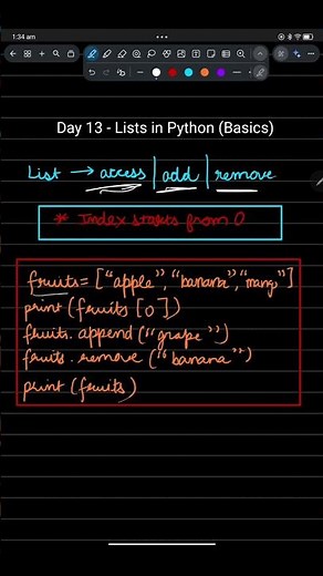 Python Day 13 | List Access, Append & Remove Explained