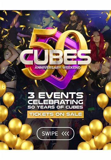 🔥 CUBES 50TH ANNIVERSARY WEEKEND 🔥 We’re celebrating 50 years of Cubes the only way we know how… a full bank holiday weekend of events. 🎉 FRIDAY – Origins: A Journey Through Music Eras 🎸 SATURDAY – Lazers Day Party & Throwbacks Night 🔥 SUNDAY – Sinful x Cubes with Bury Tomorrow DJ Set 3 nights. 3 huge events. One legendary weekend. 📍 Cubes Nightclub, Lincoln 🎟 Tickets in bio Don’t miss one of the biggest weekends we’ve ever done. #CubesLincoln #LincolnNights #RockNight #BankHolidayWeekend