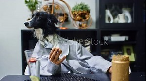 Dog's Head On Business Man's Body