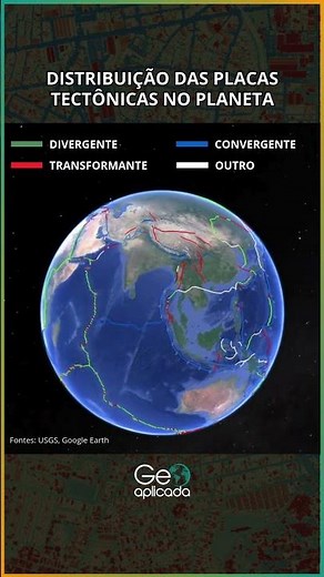 Distribuição das placas tectônicas no planeta #tectonicplates #googleearth #terremotos