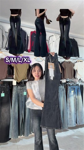 Flare jeans size guide S/M/L/XL — ရွှေချယ်ရီအထည်ဆိုင် Ta Chi Lite