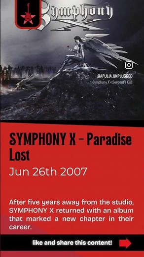 SYMPHONY X – Paradise Lost (2007) 🎸🤘 #SymphonyX #ProgressiveMetal #Metal #onthisday #metalreview