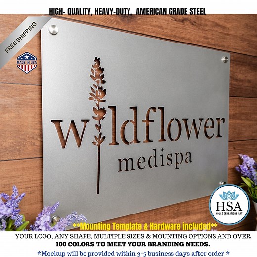 Large Custom Business Logo Signs: Laser Cut Metal Commercial Signage With Custom Graphics - Etsy