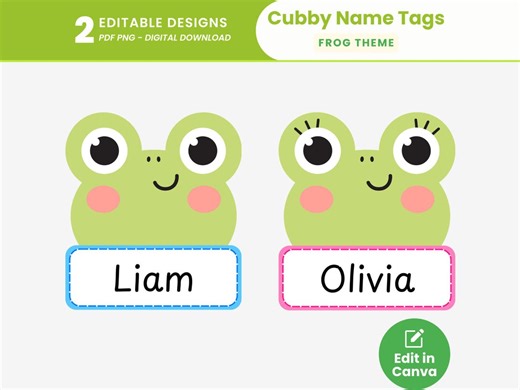 Frog Cubby Name Tags Editable Animal Kids Name Tags for Preschool and Elementary Frog Classroom Labels for Bulletin Board and Door Display - Etsy
