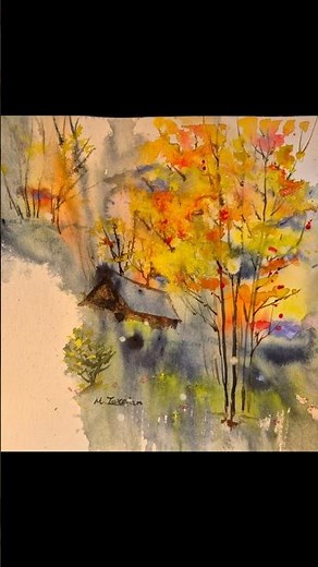 “Quick Fall Watercolor 🍂 | Autumn Tree in 60 Seconds”
