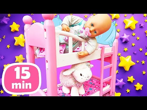 Baby Annabell doll and Baby Alive doll unbox and assemble new toy furniture for baby dolls.
