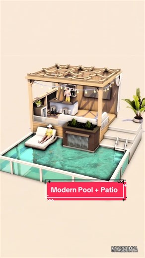Modern Raised Pool & Patio with DIY Fountain | The Sims 4 Speed Build