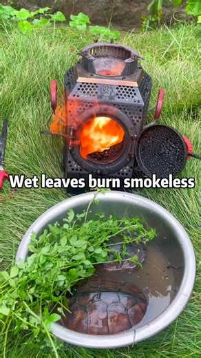 39K views · 159 reactions | How about cooking outdoor on a rainy day using wet leaves as a burning material#outdoorwoodstove | Wood-burning Stove | Facebook