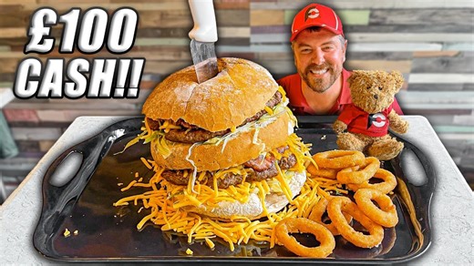 I headed to Hogans Sandwich and Burger Bar in Kilmarnock, Scotland, so I could attempt Hogan's "Crusty Cob" Scottish Burger Challenge which hadn't been beaten in almost 4 years!! There was a one hour time limit, but I was trying to beat the previous 31:05 time record to win the extra £100 cash incentive prize!! | Randy Santel