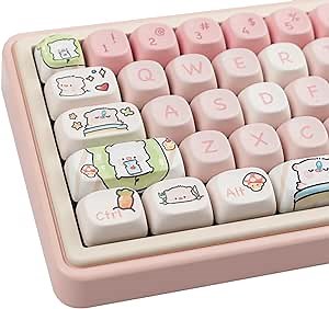 Hyekit PBT Keycaps - 145 Keys MOA Profile Pink Pig Keycaps, Dye-Sublimation Cute Keycap Set for Cherry Gateron MX Magnetic Switches Mechanical Keyboard