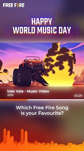 Garena Free Fire India on Instagram: "Happy World Music Day, survivors! 🥳 Over the years, Free Fire has released many amazing songs for you to enjoy, from Vale Vale to Rampage! Which Free Fire song is your favourite?! 🔊 Tell us in the comments section below! 👇🏼 #FreeFire #IndiaKaBattleRoyale #Booyah"
